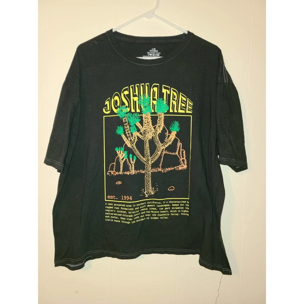 Joshua Tree T-Shirt Mens Size Large Black Short Sleeve Graphic Casual Wear (EE)